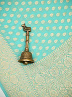 Sea Green Booti Khaddi Georgette Handloom Banarasi Saree - Sacred Weaves