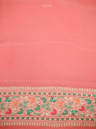 Pastel Peach Meenakari Jaal Khaddi Georgette Handloom Banarasi Saree - Sacred Weaves