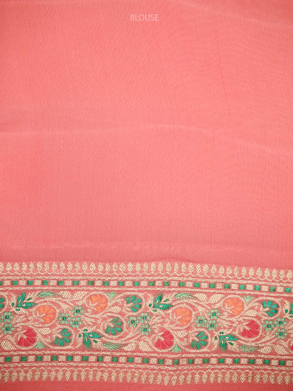 Pastel Peach Meenakari Jaal Khaddi Georgette Handloom Banarasi Saree - Sacred Weaves