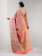 Pastel Peach Meenakari Jaal Khaddi Georgette Handloom Banarasi Saree - Sacred Weaves