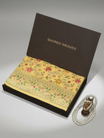 Yellow Meenakari Jaal Khaddi Georgette Handloom Banarasi Saree - Sacred Weaves