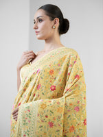 Yellow Meenakari Jaal Khaddi Georgette Handloom Banarasi Saree - Sacred Weaves