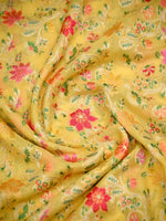 Yellow Meenakari Jaal Khaddi Georgette Handloom Banarasi Saree - Sacred Weaves