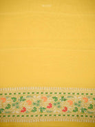 Yellow Meenakari Jaal Khaddi Georgette Handloom Banarasi Saree - Sacred Weaves