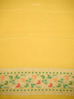 Yellow Meenakari Jaal Khaddi Georgette Handloom Banarasi Saree - Sacred Weaves