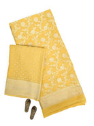 Yellow Jaal Khaddi Georgette Handloom Banarasi Suit - Sacred Weaves