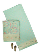 Sea Green Meenakari Booti Crepe Silk Handloom Banarasi Suit - Sacred Weaves