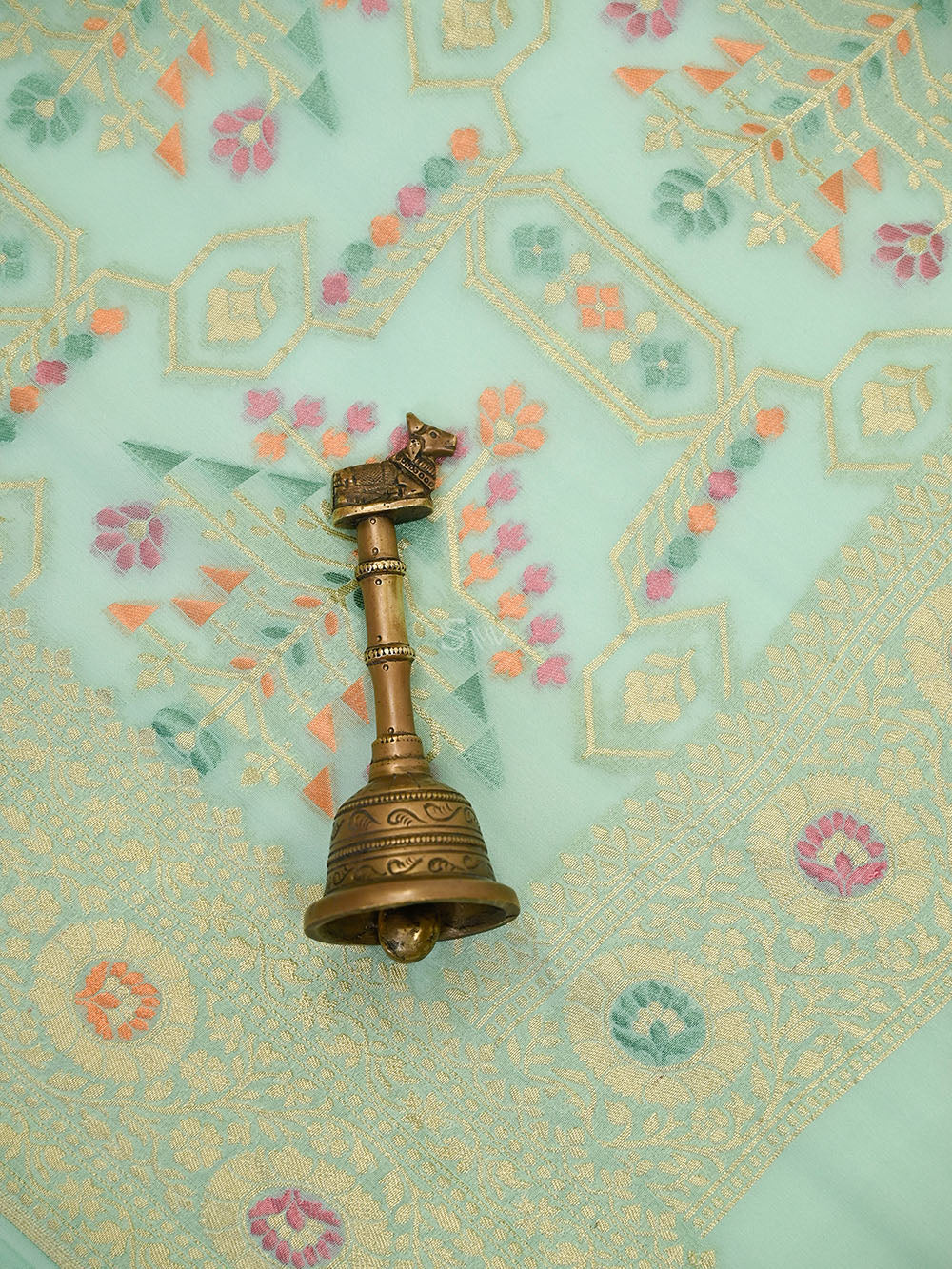 Sea Green Meenakari Booti Crepe Silk Handloom Banarasi Suit - Sacred Weaves