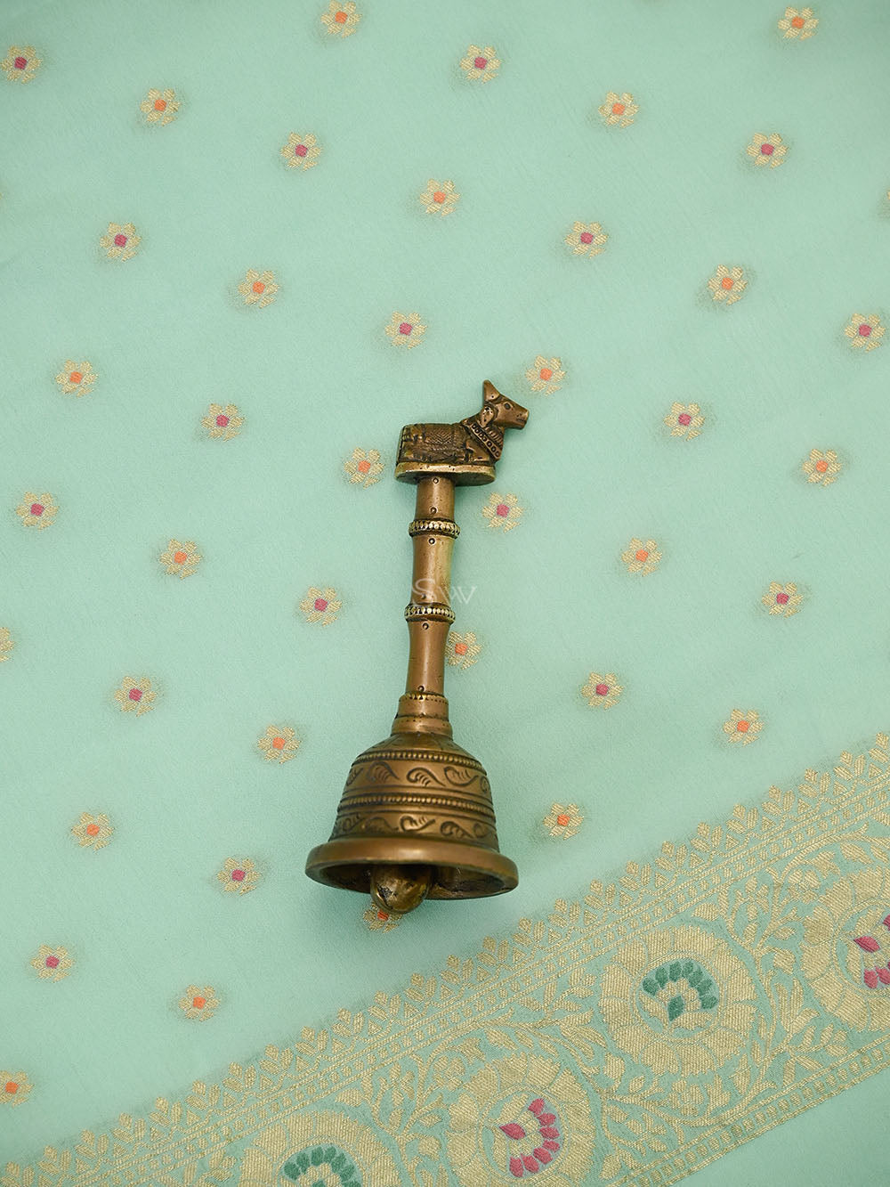 Sea Green Meenakari Booti Crepe Silk Handloom Banarasi Suit - Sacred Weaves