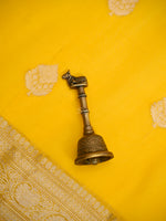 Yellow Booti Organza Silk Handloom Banarasi Saree - Sacred Weaves