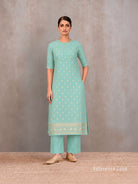 Sea Green Booti Khaddi Georgette Handloom Banarasi Suit - Sacred Weaves