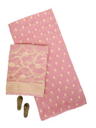 Pastel Pink Booti Khaddi Georgette Handloom Banarasi Suit - Sacred Weaves