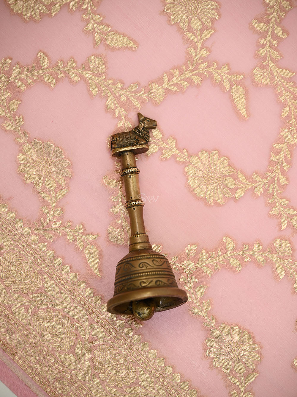 Pastel Pink Booti Khaddi Georgette Handloom Banarasi Suit - Sacred Weaves