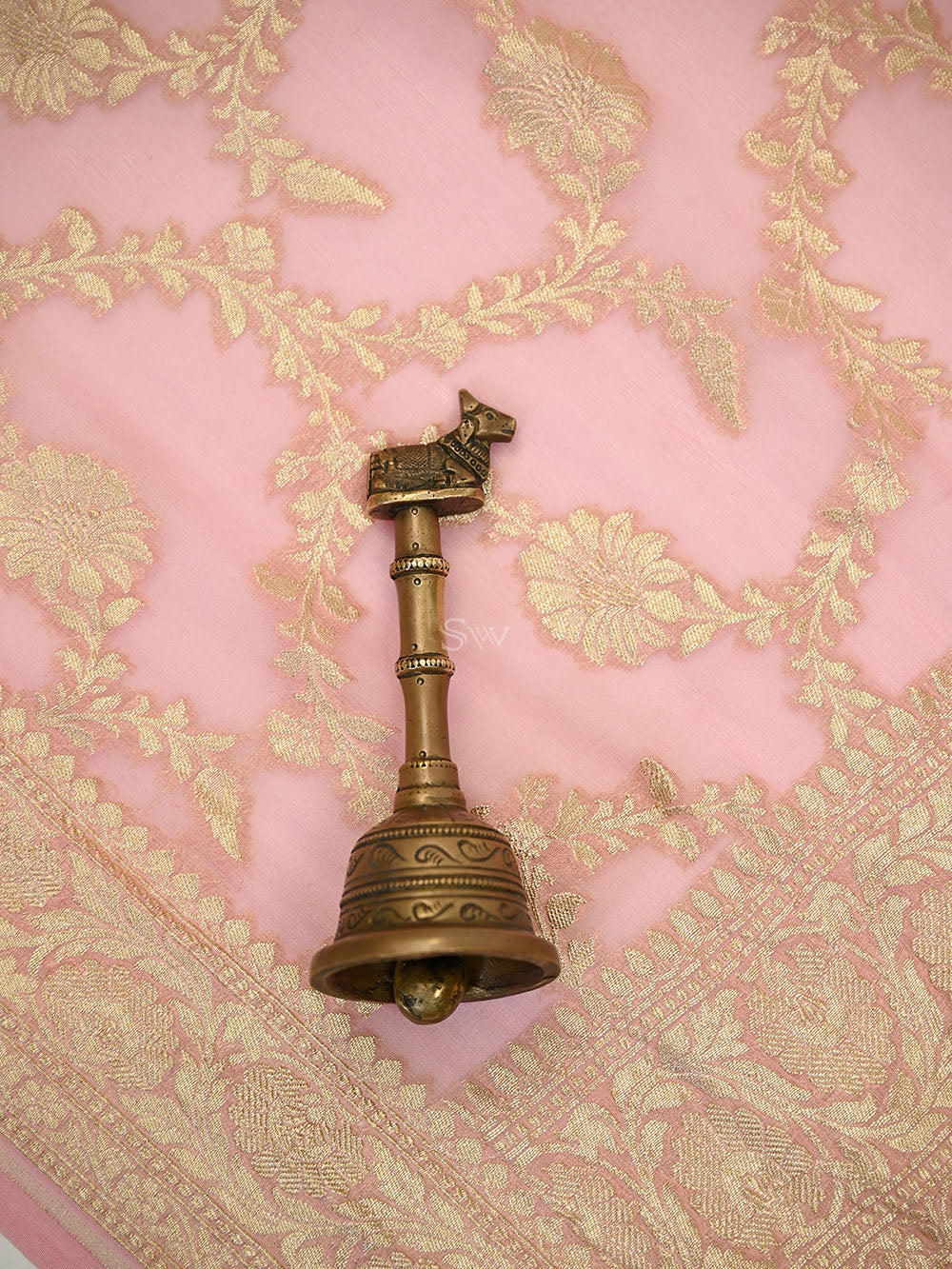Pastel Pink Booti Khaddi Georgette Handloom Banarasi Suit - Sacred Weaves