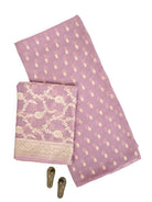 Mauve Booti Khaddi Georgette Handloom Banarasi Suit - Sacred Weaves