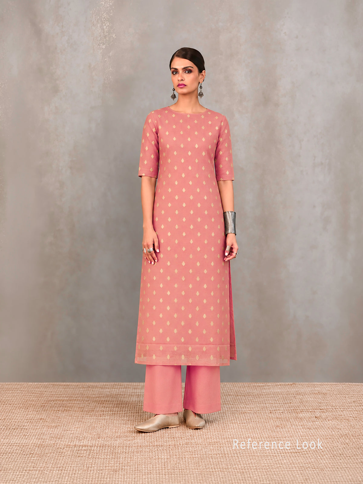 Peach Booti Khaddi Georgette Handloom Banarasi Suit - Sacred Weaves