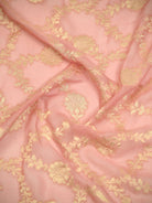 Peach Booti Khaddi Georgette Handloom Banarasi Suit - Sacred Weaves