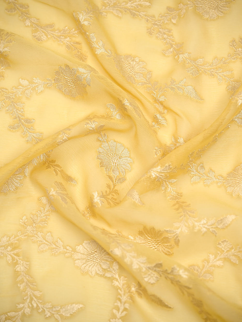 Yellow Booti Khaddi Georgette Handloom Banarasi Suit - Sacred Weaves