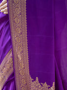 Purple Plain Crepe Silk Handloom Banarasi Saree - Sacred Weaves