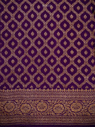 Purple Plain Crepe Silk Handloom Banarasi Saree - Sacred Weaves