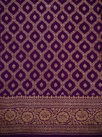 Purple Plain Crepe Silk Handloom Banarasi Saree - Sacred Weaves