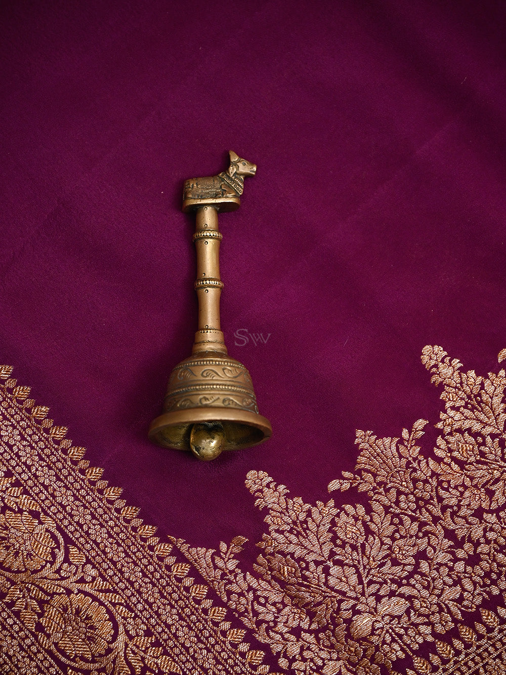 Dark Purple Plain Crepe Silk Handloom Banarasi Saree - Sacred Weaves