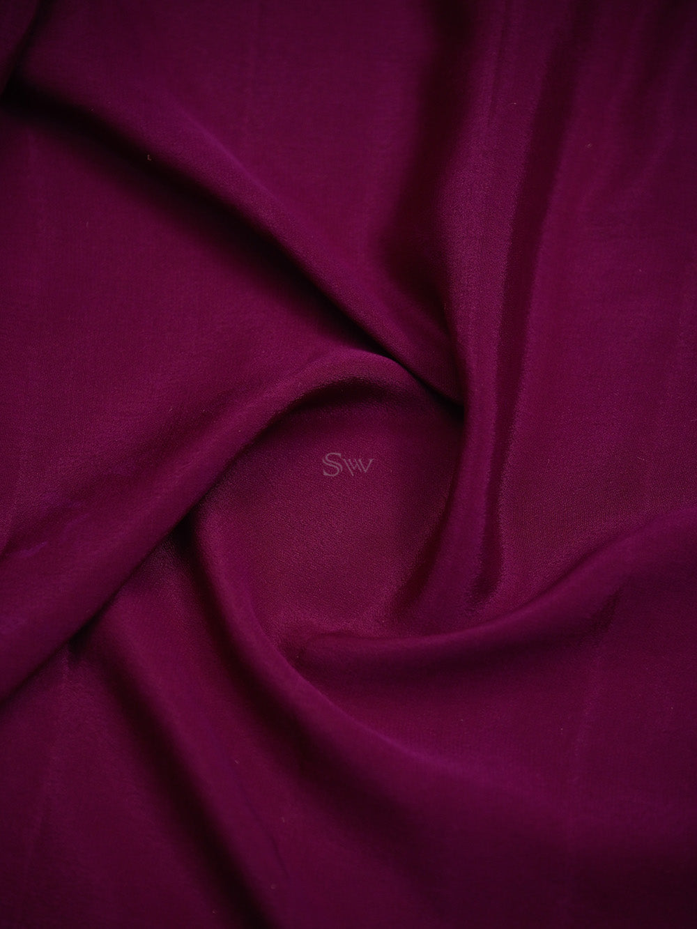 Dark Purple Plain Crepe Silk Handloom Banarasi Saree - Sacred Weaves