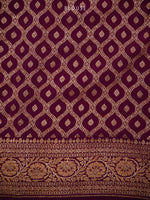 Dark Purple Plain Crepe Silk Handloom Banarasi Saree - Sacred Weaves