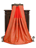 Red Plain Crepe Silk Handloom Banarasi Saree - Sacred Weaves