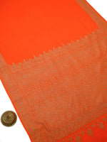 Orange Plain Crepe Silk Handloom Banarasi Saree - Sacred Weaves