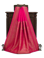 Magenta Plain Crepe Silk Handloom Banarasi Saree - Sacred Weaves