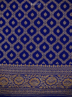 Blue Plain Crepe Silk Handloom Banarasi Saree - Sacred Weaves
