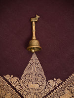 Brown Plain Crepe Silk Handloom Banarasi Saree- Sacred Weaves