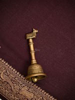 Brown Plain Crepe Silk Handloom Banarasi Saree- Sacred Weaves