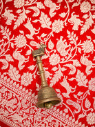 Red Shikargah Katan Silk Handloom Banarasi Dupatta - Sacred Weaves