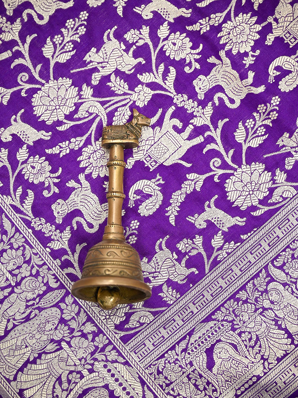 Dark Purple Shikargah Katan Silk Handloom Banarasi Dupatta - Sacred Weaves