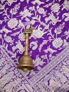 Dark Purple Shikargah Katan Silk Handloom Banarasi Dupatta - Sacred Weaves