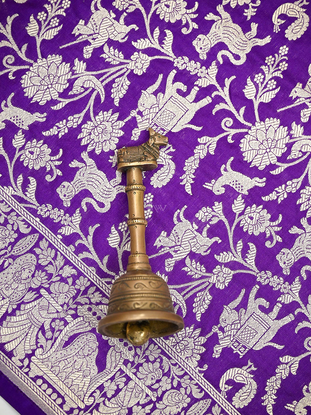 Dark Purple Shikargah Katan Silk Handloom Banarasi Dupatta - Sacred Weaves
