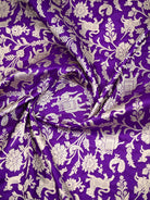 Dark Purple Shikargah Katan Silk Handloom Banarasi Dupatta - Sacred Weaves