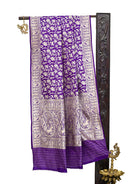 Dark Purple Shikargah Katan Silk Handloom Banarasi Dupatta - Sacred Weaves