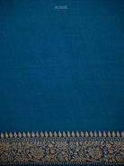 Midnight Blue Jaal Crepe Silk Handloom Banarasi Saree - Sacred Weaves