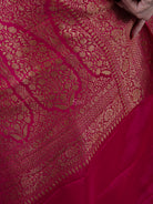 Dark Pink Jaal Crepe Silk Handloom Banarasi Saree - Sacred Weaves
