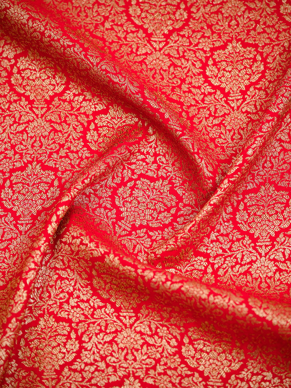 Red Jaal Crepe Silk Handloom Banarasi Saree - Sacred Weaves