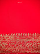Red Jaal Crepe Silk Handloom Banarasi Saree - Sacred Weaves