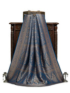 Midnight Blue Jaal Crepe Silk Handloom Banarasi Saree - Sacred Weaves