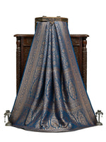 Midnight Blue Jaal Crepe Silk Handloom Banarasi Saree - Sacred Weaves