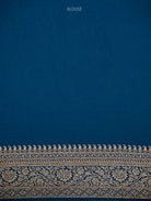 Midnight Blue Jaal Crepe Silk Handloom Banarasi Saree - Sacred Weaves