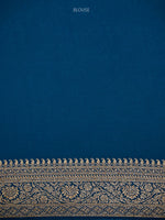 Midnight Blue Jaal Crepe Silk Handloom Banarasi Saree - Sacred Weaves