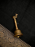 Black Plain Crepe Silk Handloom Banarasi Saree - Sacred Weaves