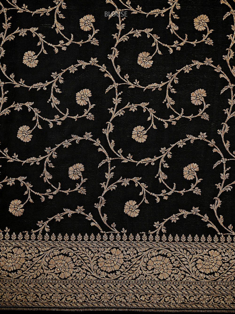 Black Plain Crepe Silk Handloom Banarasi Saree - Sacred Weaves